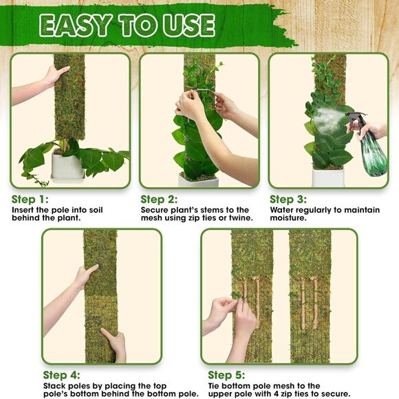 Flat Mesh Moss Poles for Climbing Plants Monstera Stackable Moss Pole for Plants - Picture 6 of 7